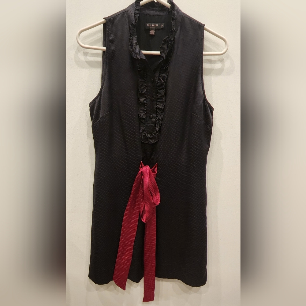 Ted Baker Silk Sleeveless Mini Dress, Black, Size US 8